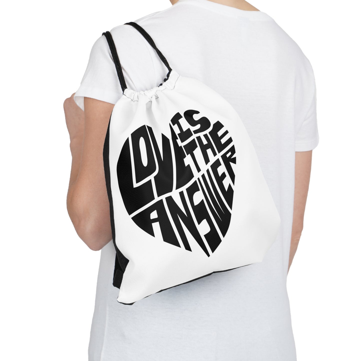 Love is the Answer Outdoor Drawstring Bag