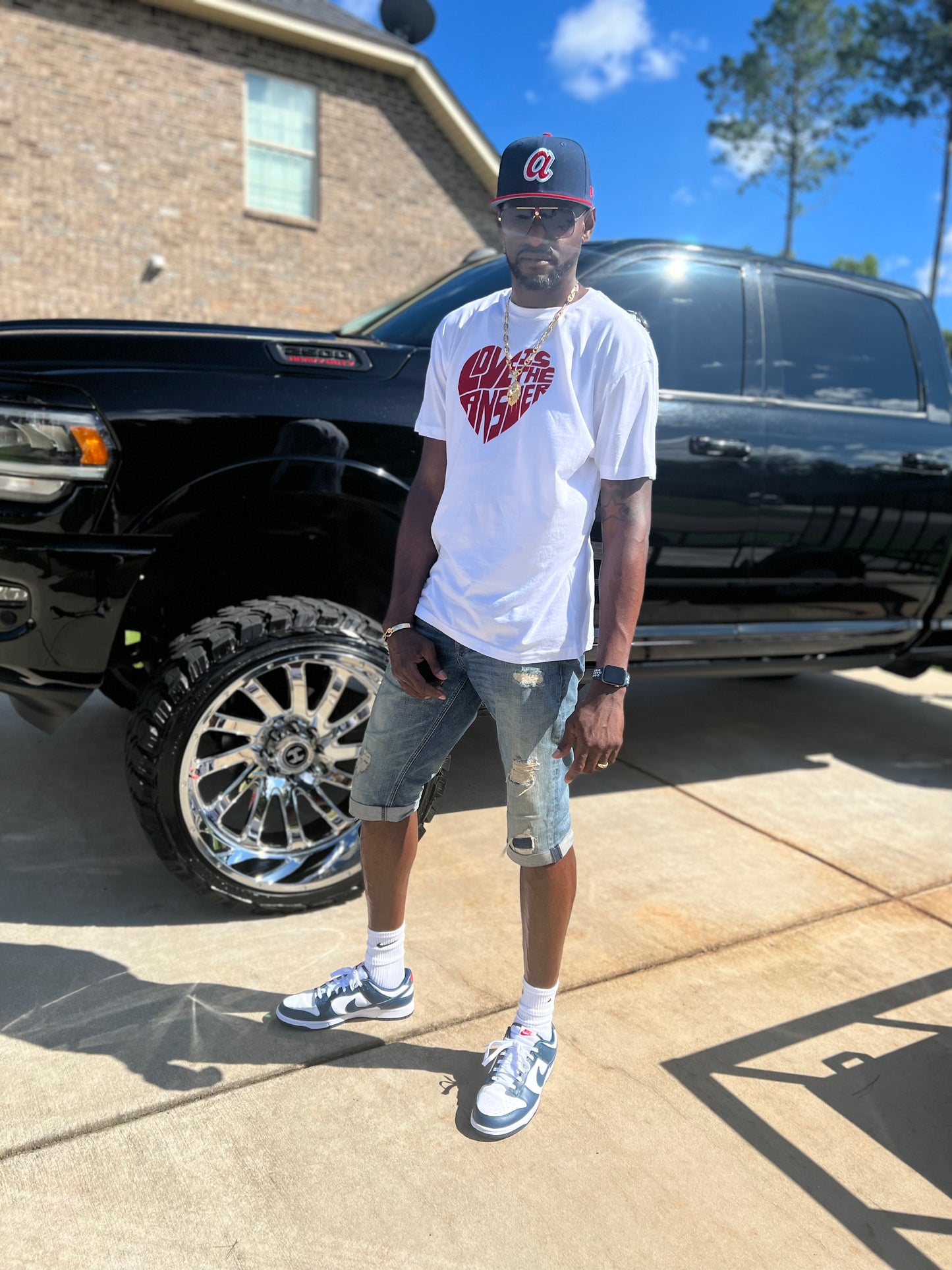 White and red love tee