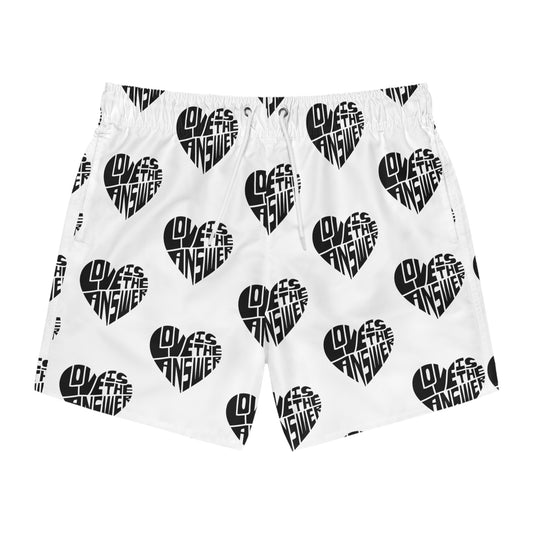 White Love Swim Trunks (AOP)