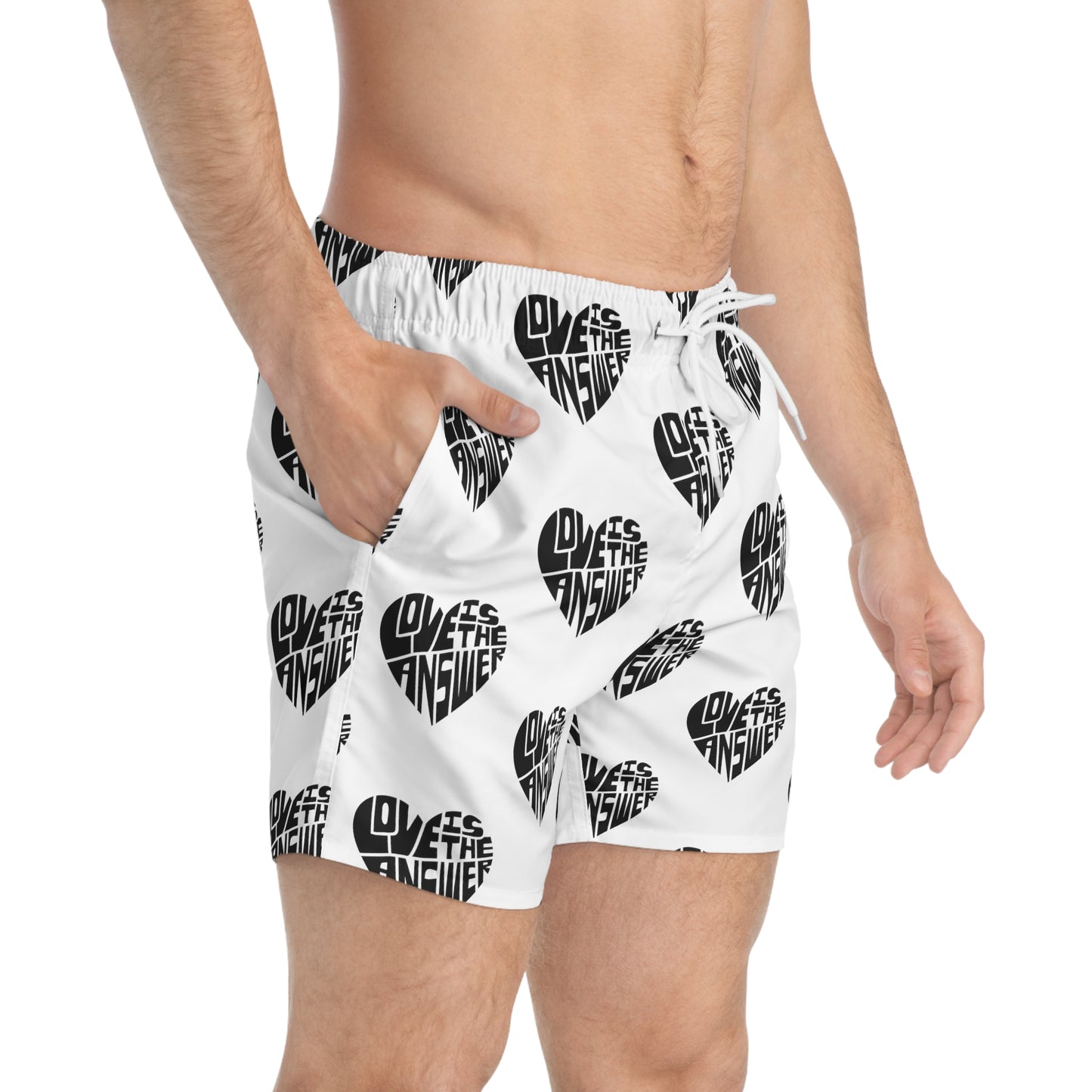 White Love Swim Trunks (AOP)