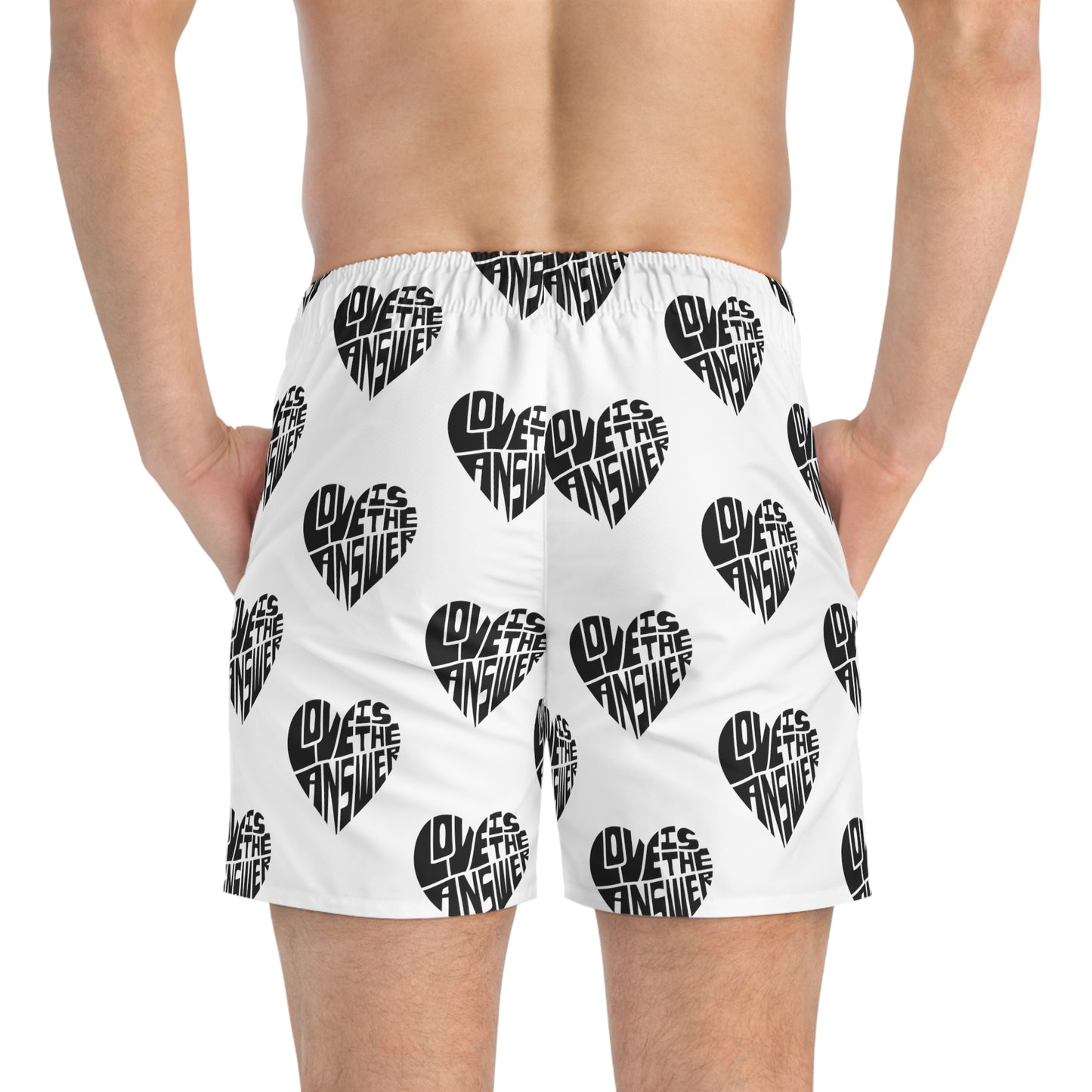 White Love Swim Trunks (AOP)