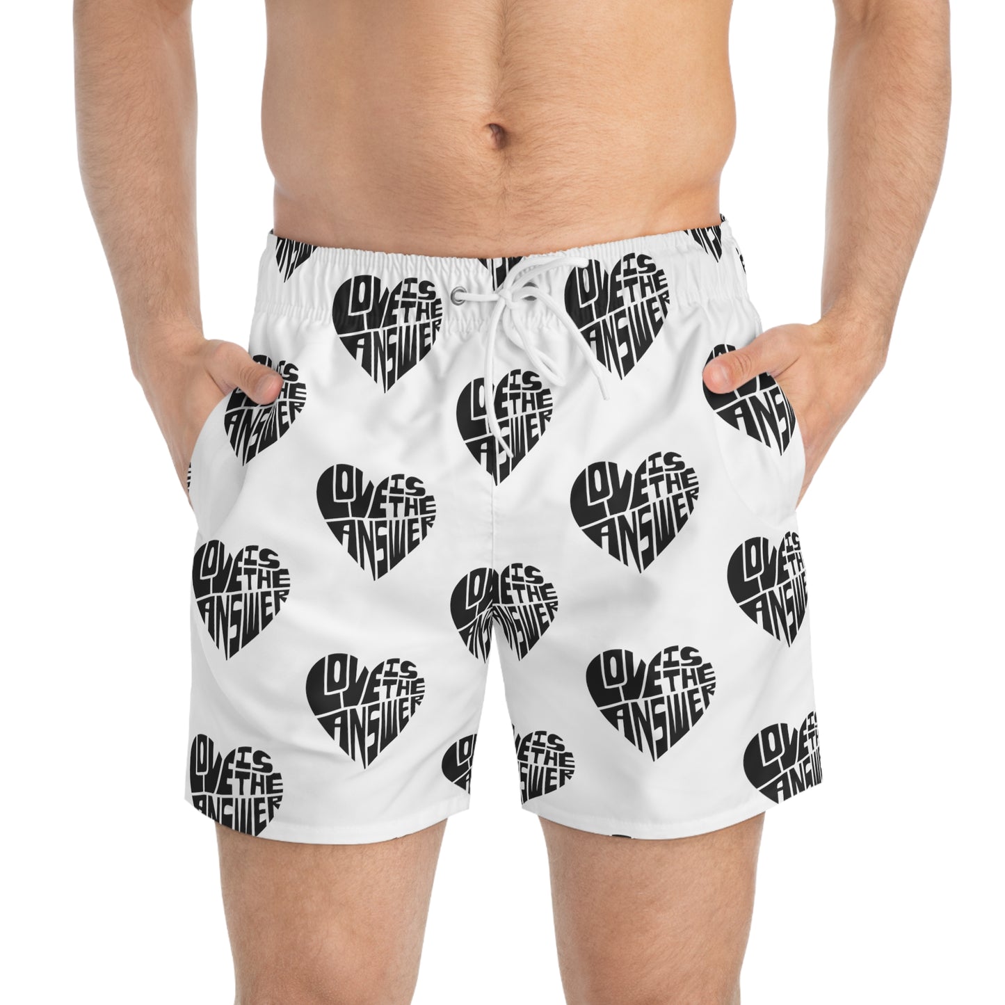 White Love Swim Trunks (AOP)