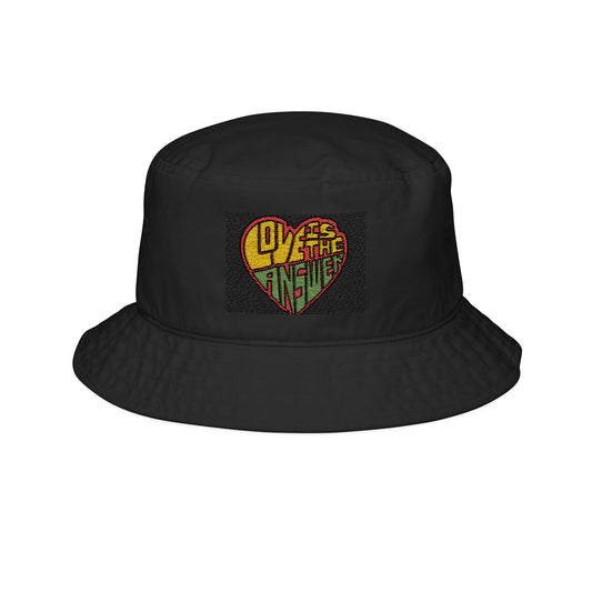 Embroidered 'Love Heart Bucket Hat — Rasta Color Streetwear