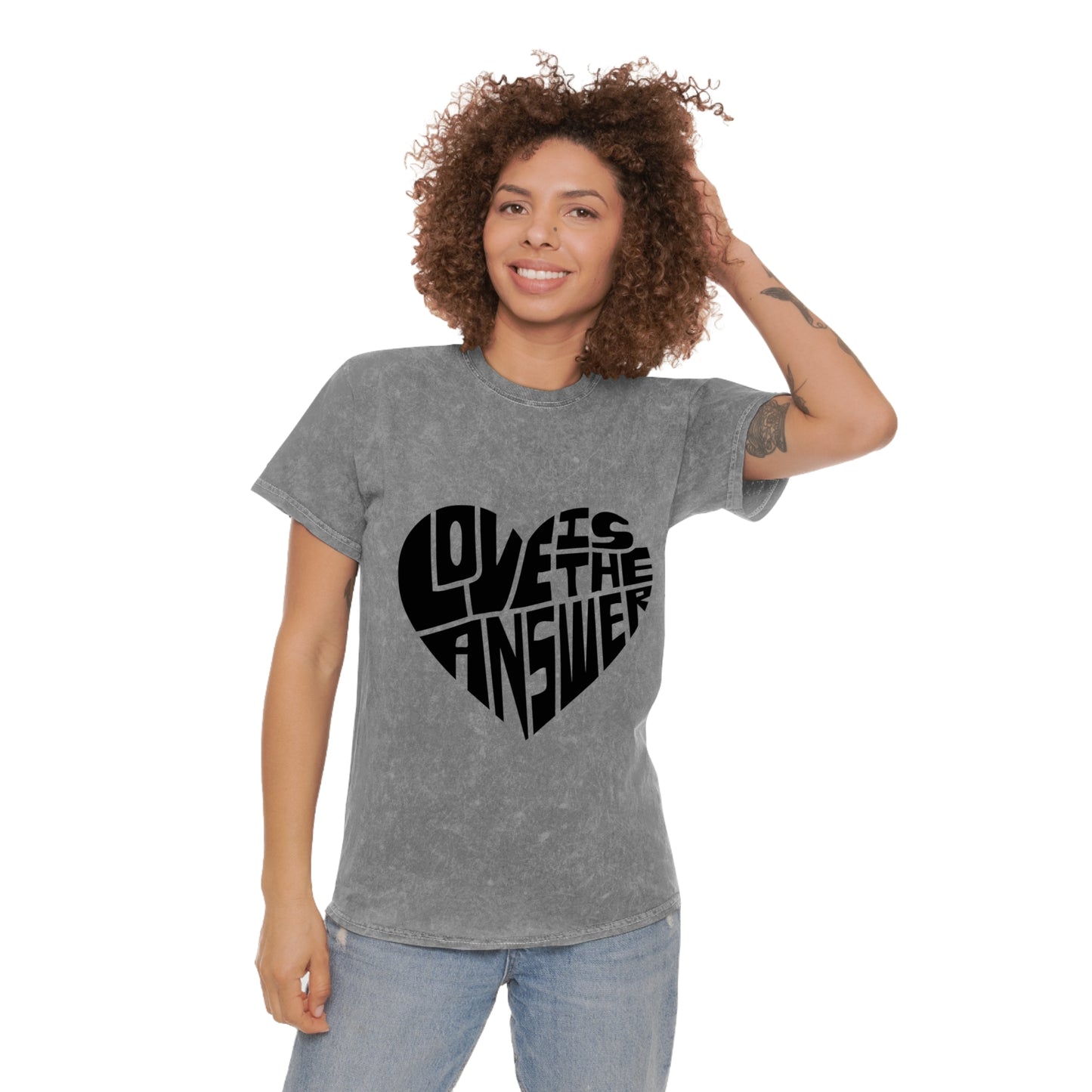 Love is the Answer Unisex Mineral Wash T-Shirt Logo on Front and Back