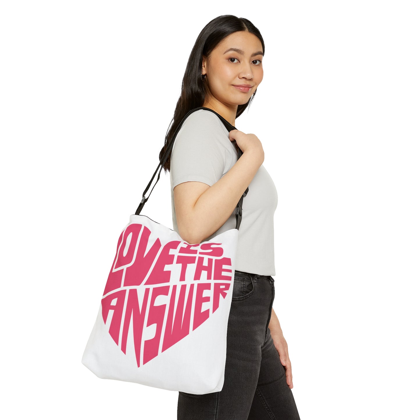 Love is the Answer Adjustable Tote Bag (AOP)