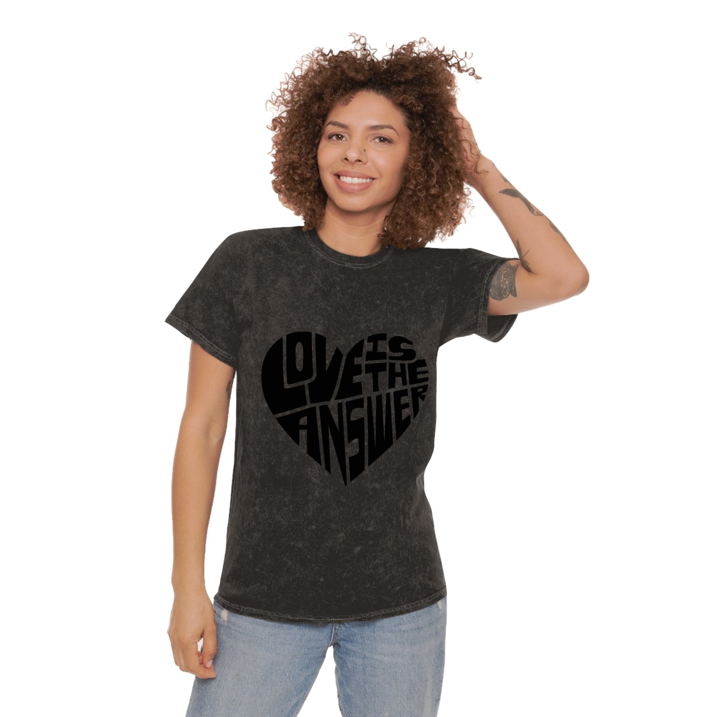 Love is the Answer Unisex Mineral Wash T-Shirt Logo on Front and Back