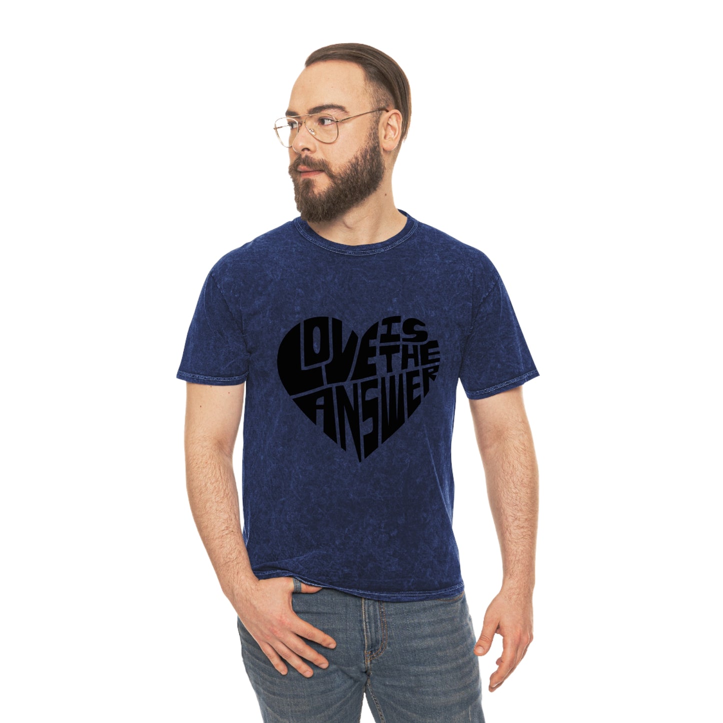 Love is the Answer Unisex Mineral Wash T-Shirt Logo on Front and Back