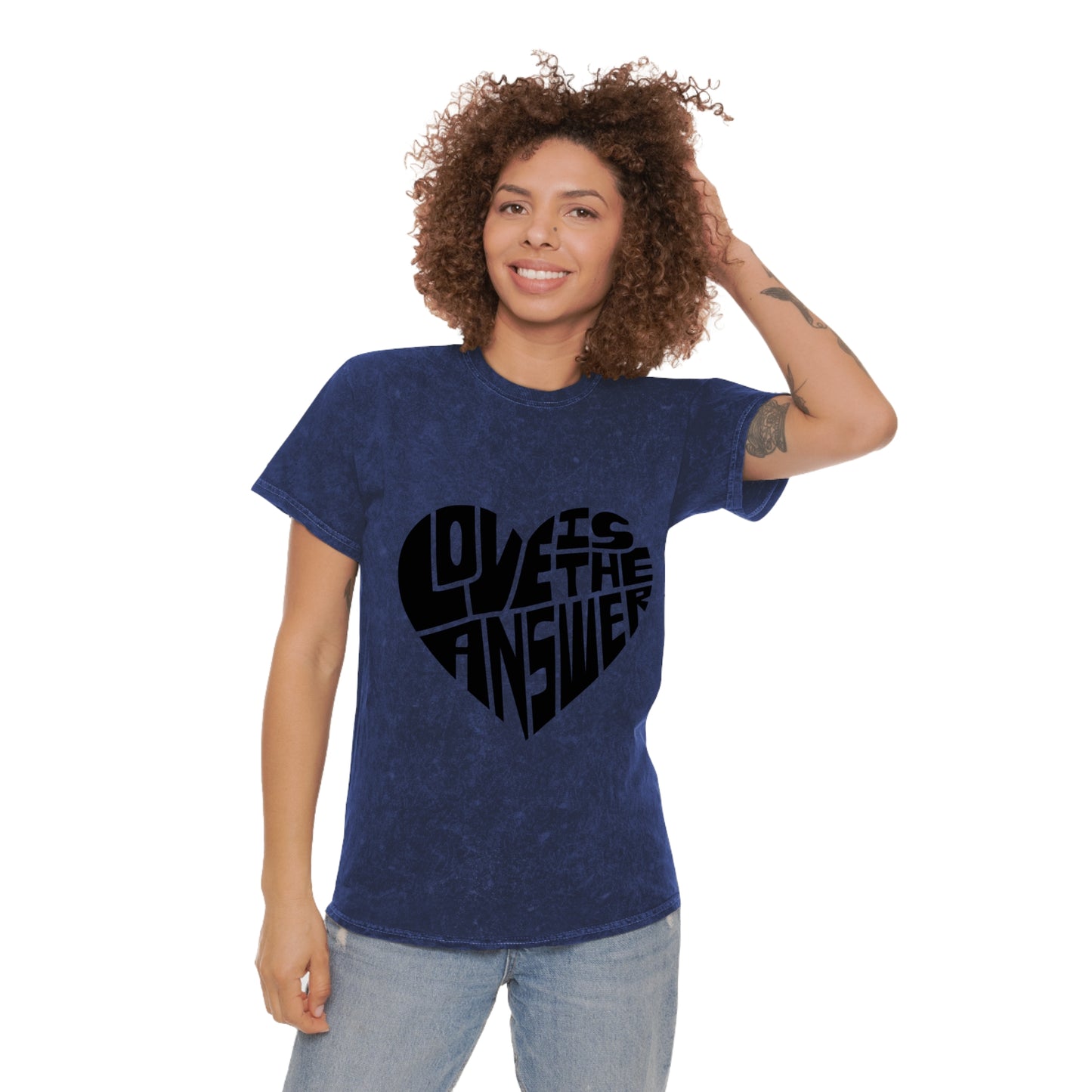 Love is the Answer Unisex Mineral Wash T-Shirt Logo on Front and Back