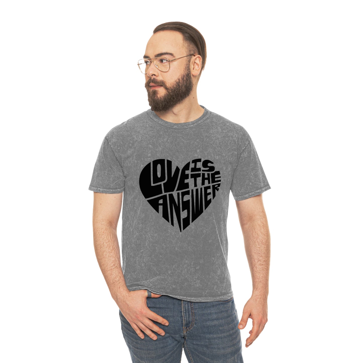 Love is the Answer Unisex Mineral Wash T-Shirt Logo on Front and Back