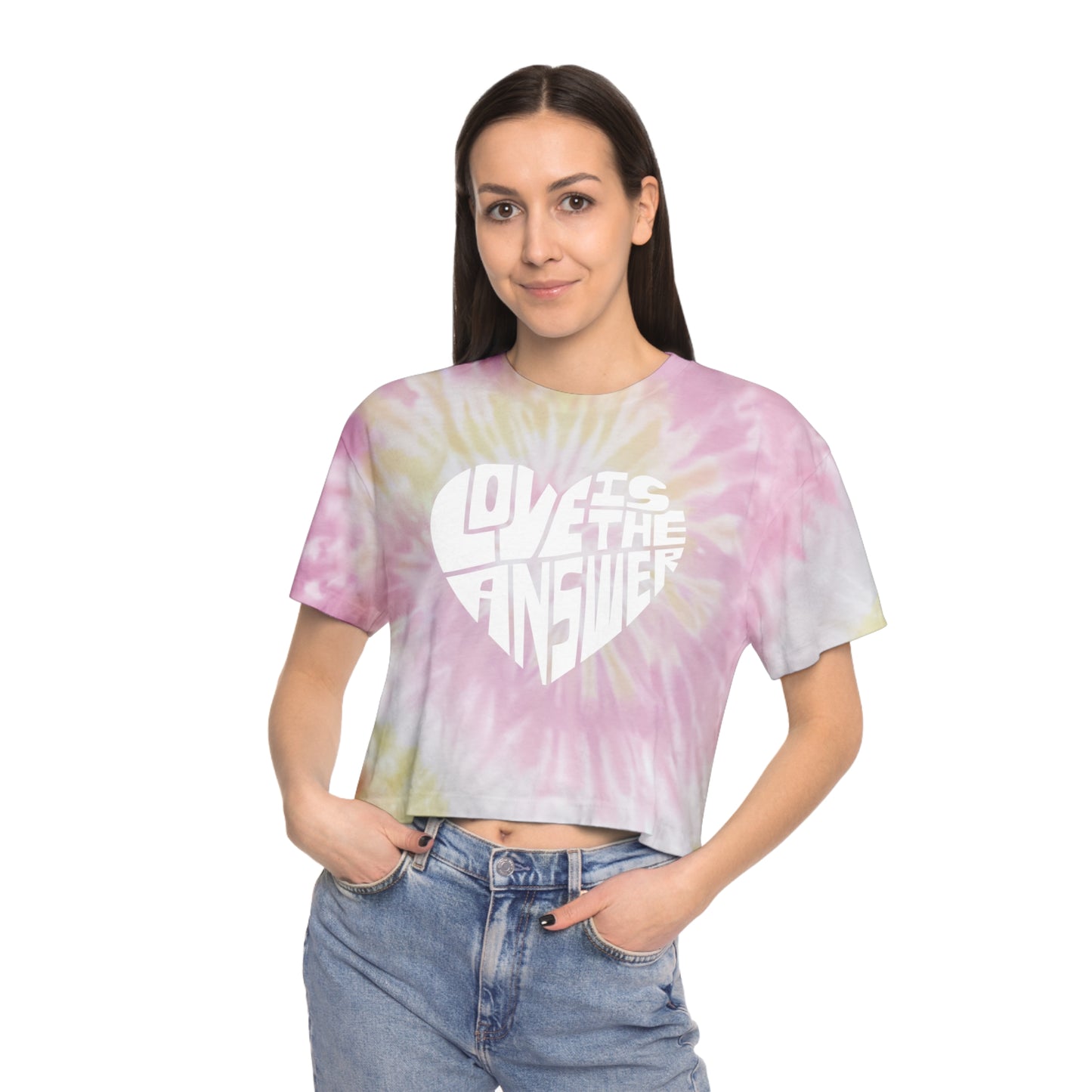 Love is the Answer Women's Tie-Dye Crop Tee