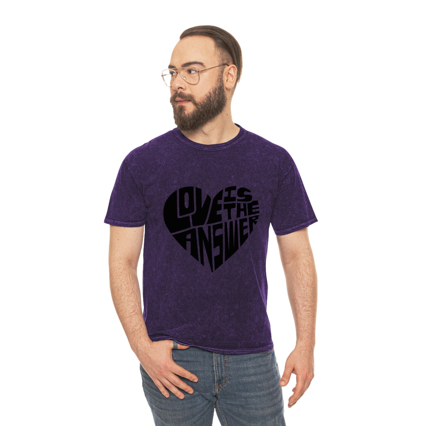 Love is the Answer Unisex Mineral Wash T-Shirt Logo on Front and Back