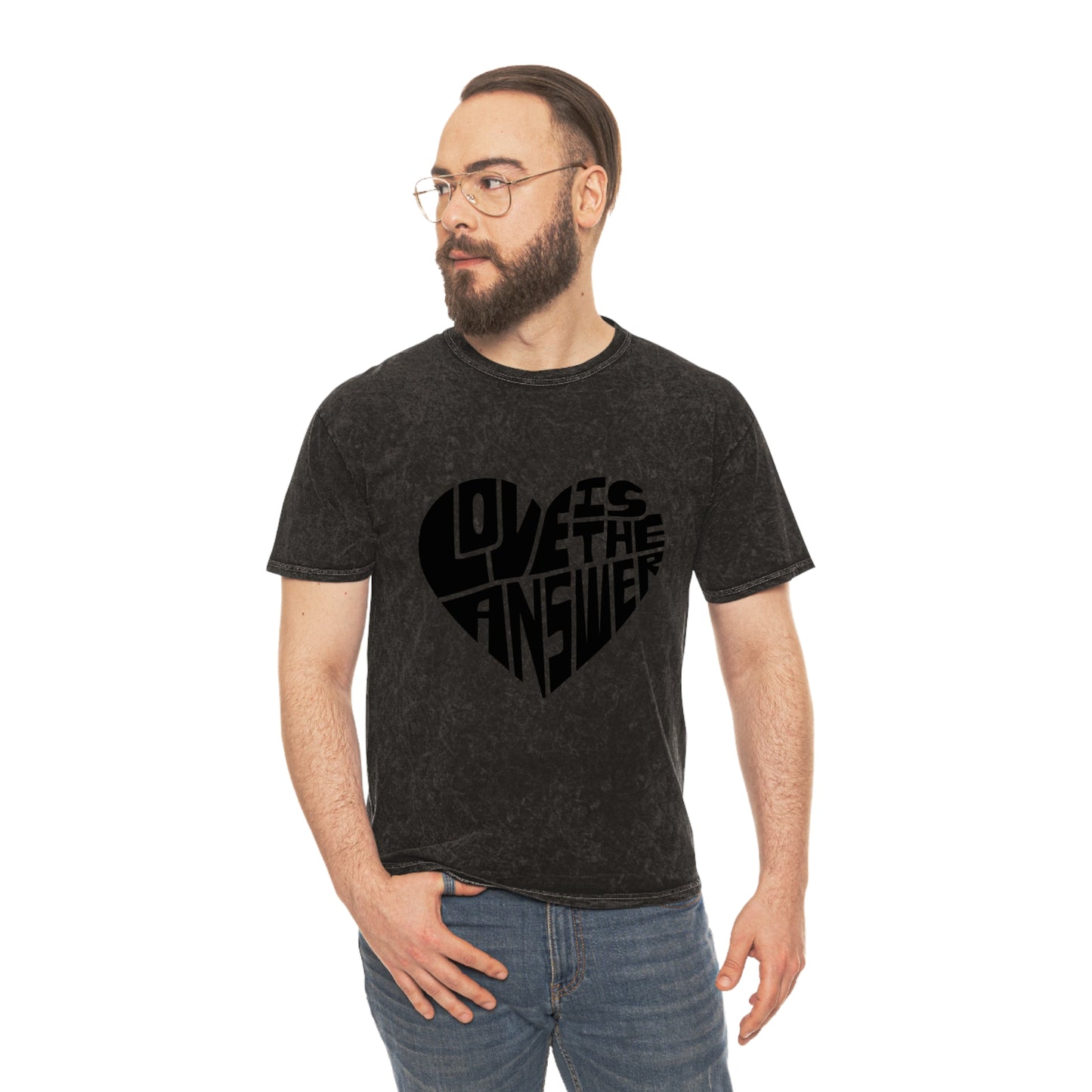 Love is the Answer Unisex Mineral Wash T-Shirt Logo on Front and Back