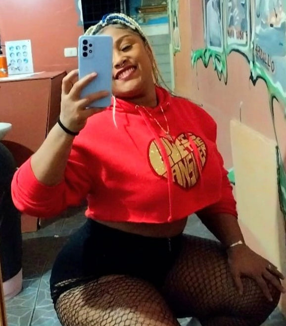 Red and gold glitter crop love hoodie