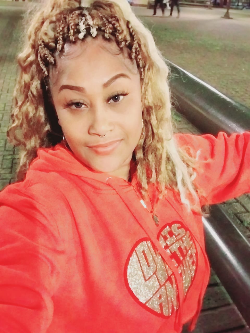 Red and gold glitter crop love hoodie