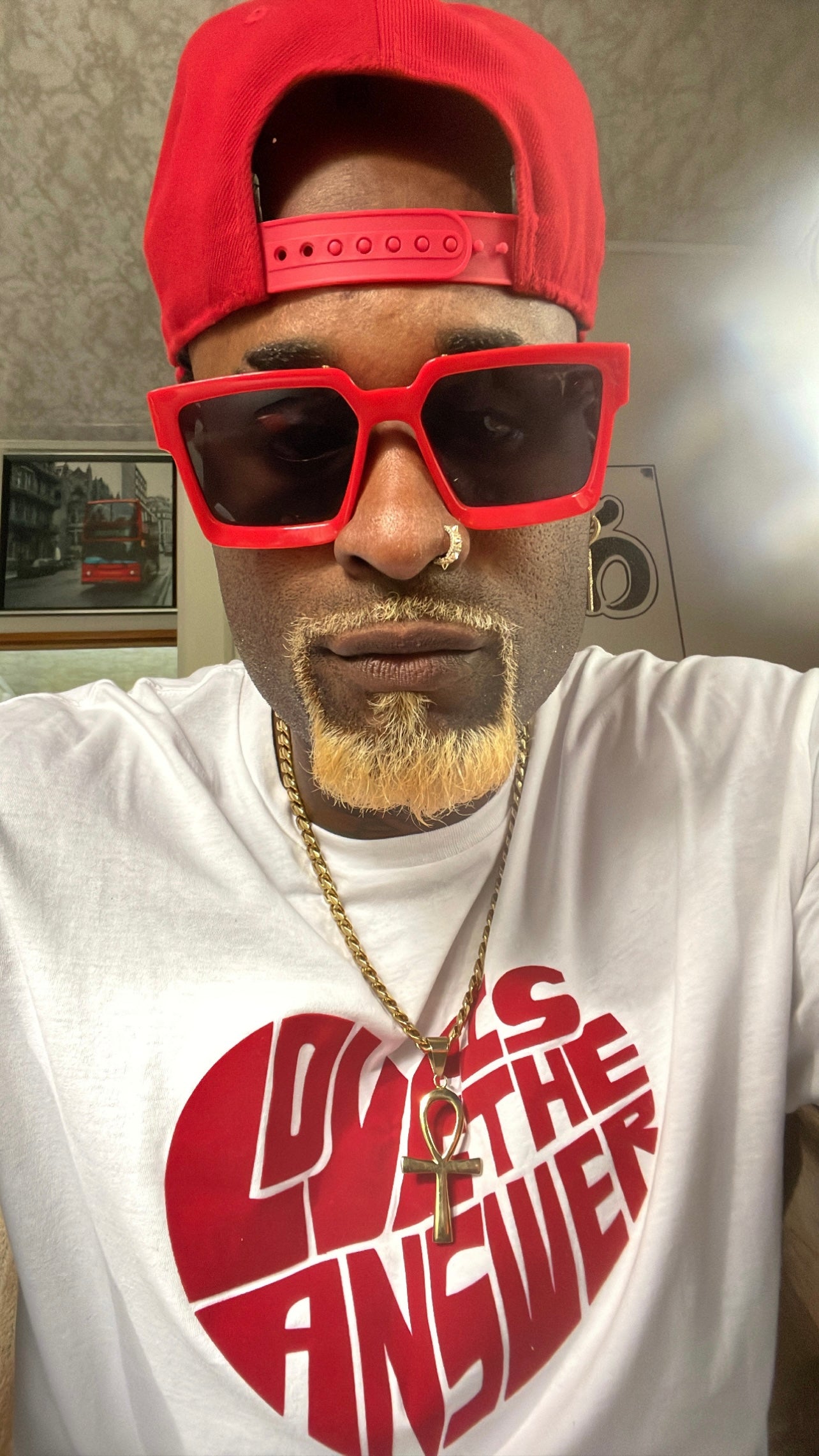 White and red love tee