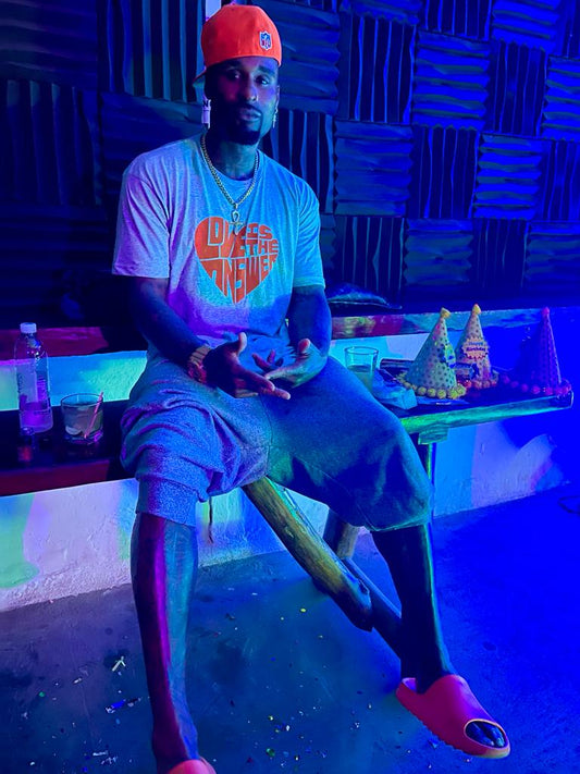 Grey and orange love tee