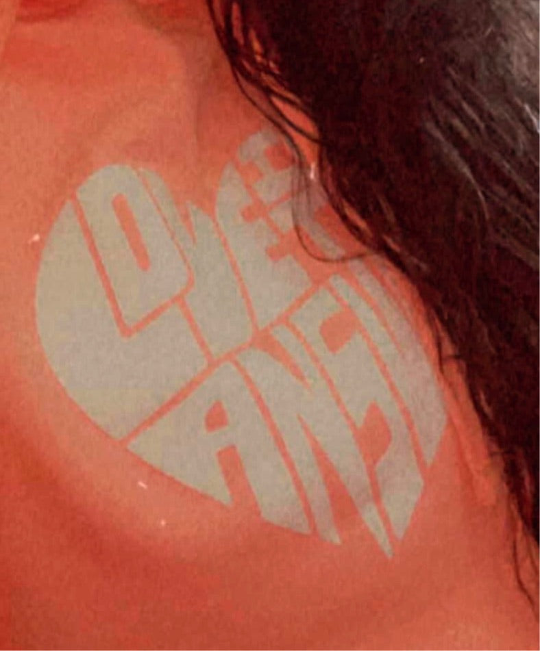 Pink and white love crop hoodie