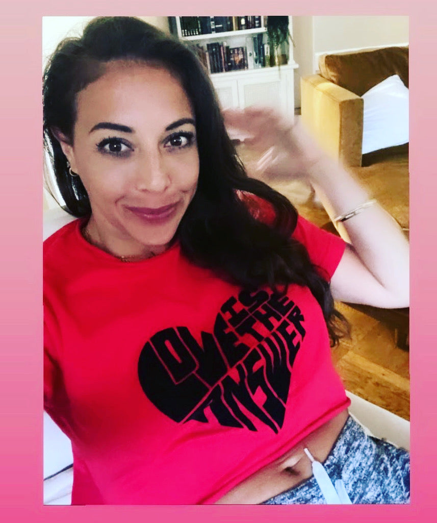 Red and black crop love tee