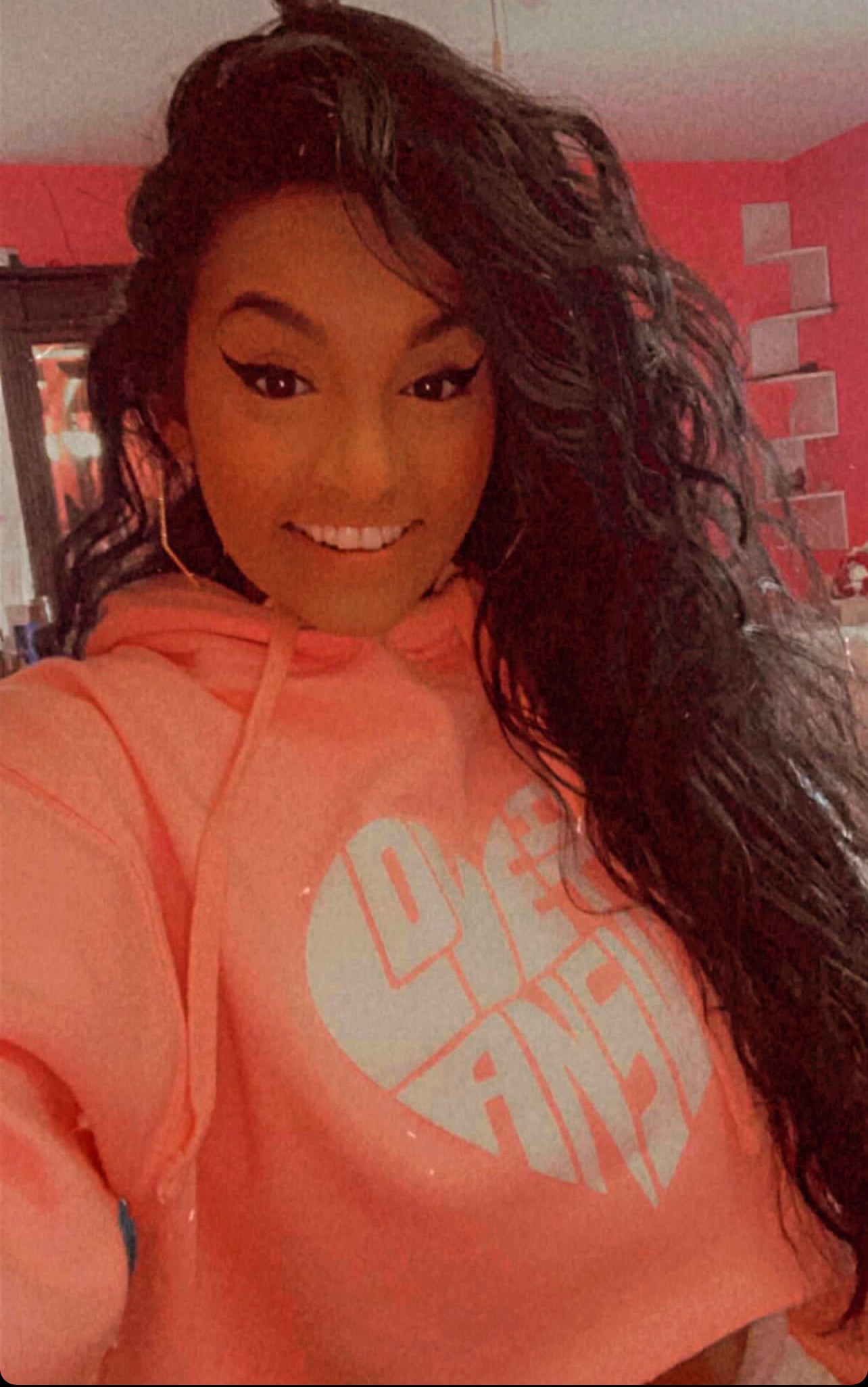 Pink and white love crop hoodie