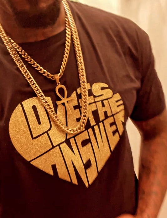 Love black gold glitter tee shirt