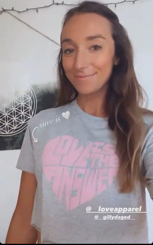 Love crop tee grey and pink