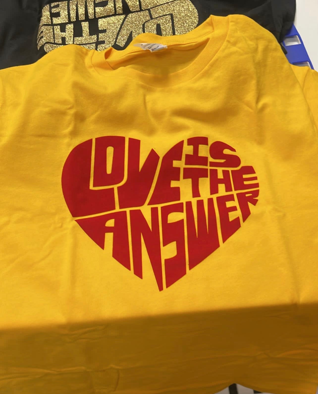 Love yellow and red tee shirt